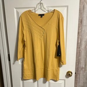 Women's Mustard V-Neck 3/4 Sleeve Tunic